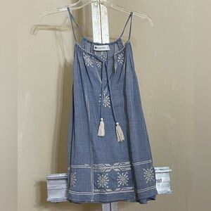 THE IMPECCABLE PIG CHAMBRAY/EMBROIDERED TANK SZ MEDIUM